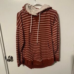 Striped Hoodie with Sherpa Lining